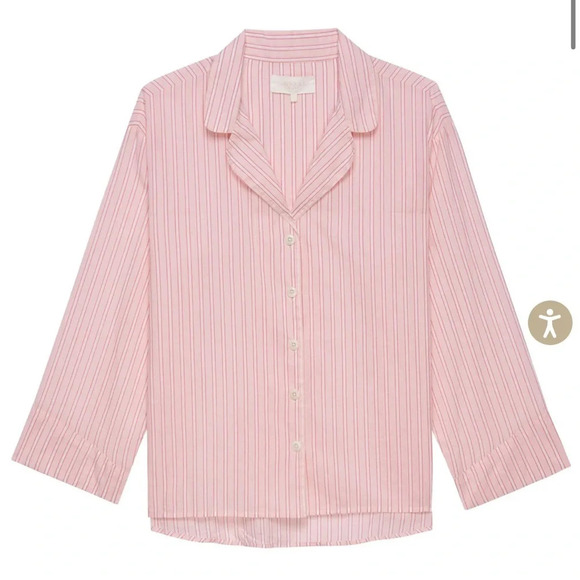 The Great. The Panama Shirt & Smocked Shirts in pink Slumber Stripe - Picture 9 of 11